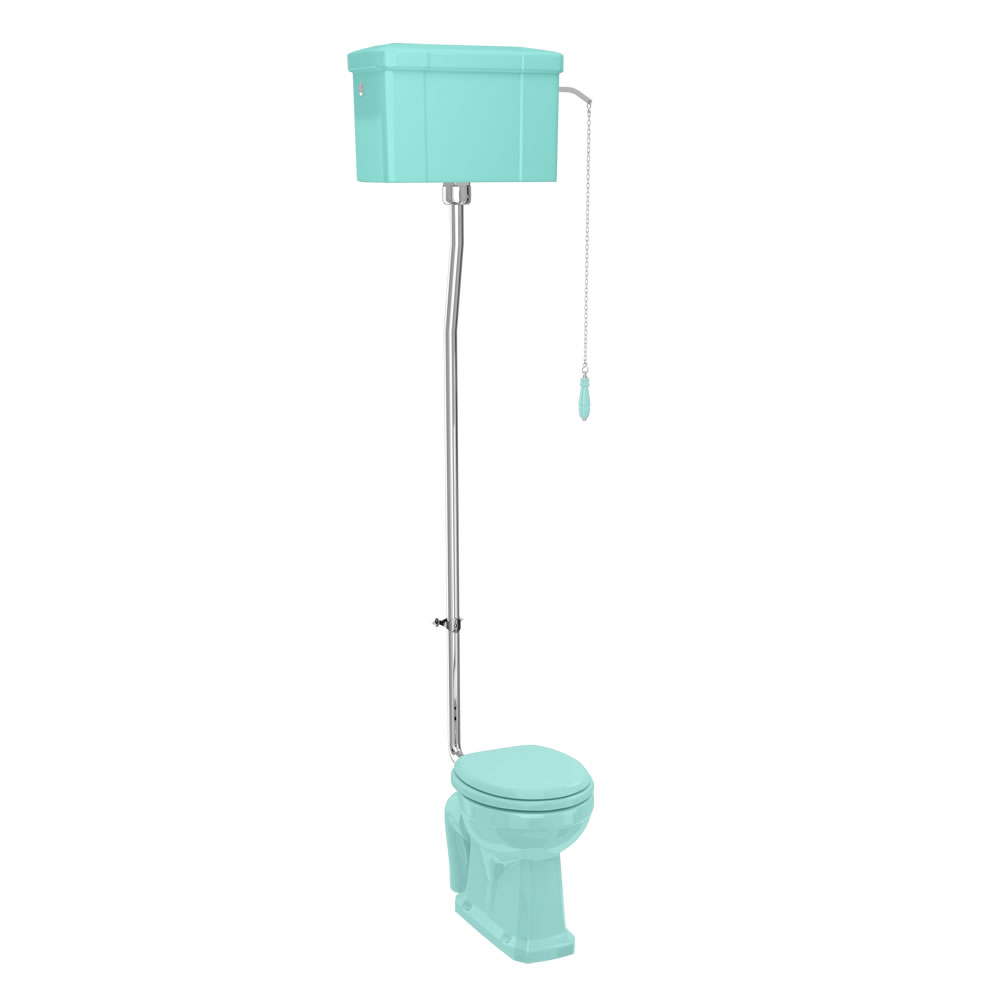 Bespoke Cosmic Green Standard High Level WC with Single Flush Ceramic Cistern